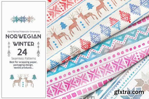 CreativeMarket Norwegian Winter - Seamless Patterns 2027050