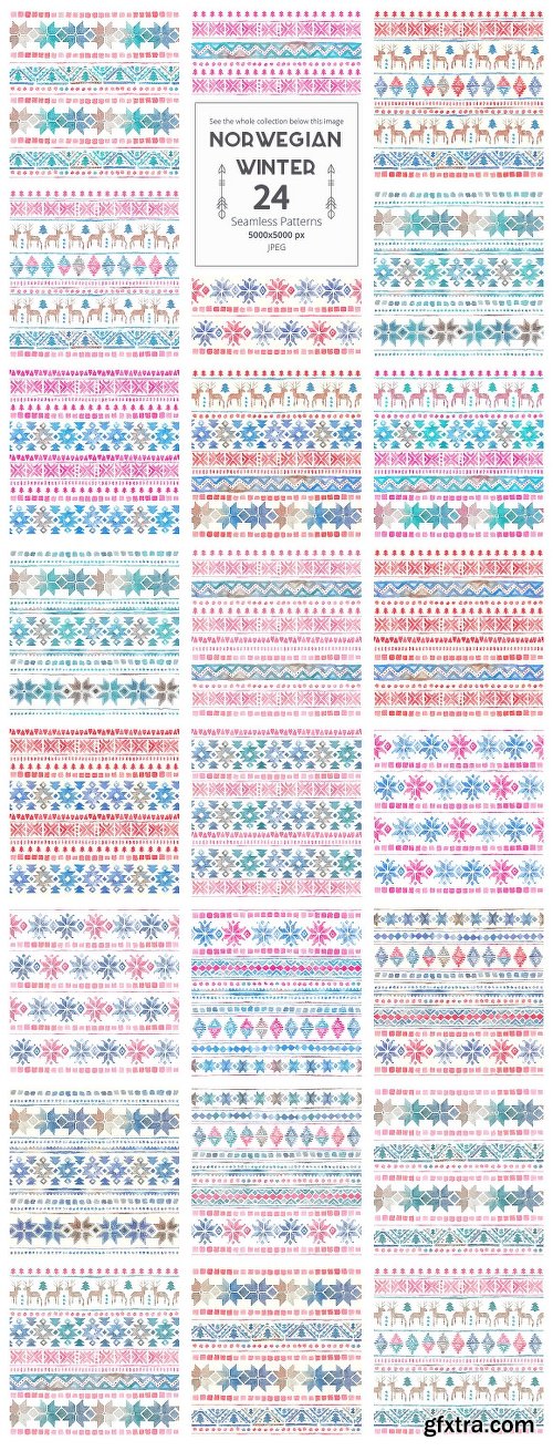 CreativeMarket Norwegian Winter - Seamless Patterns 2027050