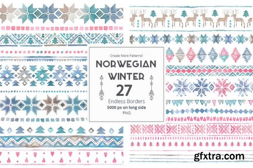 CreativeMarket Norwegian Winter - Seamless Patterns 2027050