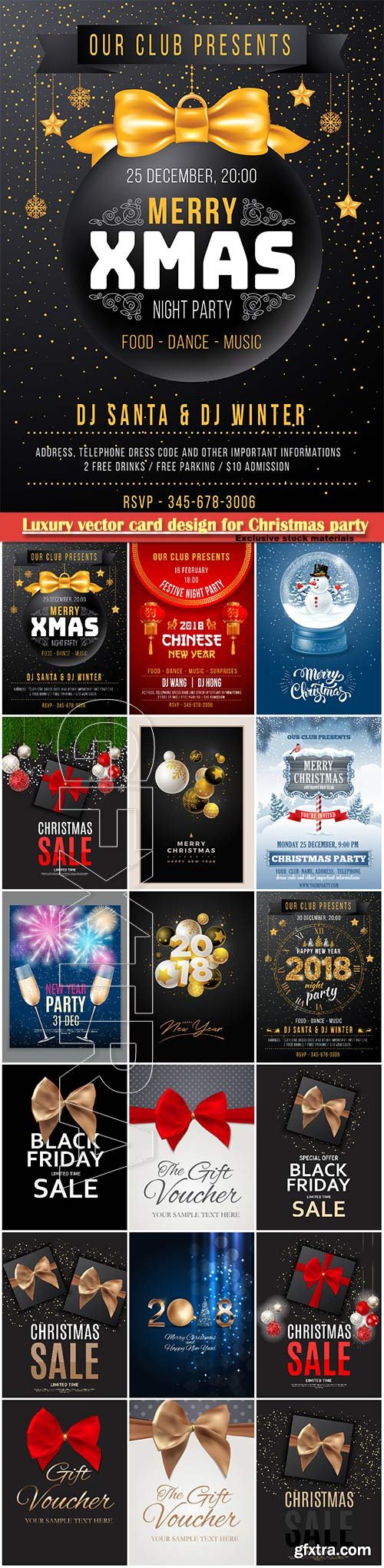 Luxury vector card design for Christmas party, New Year sale background