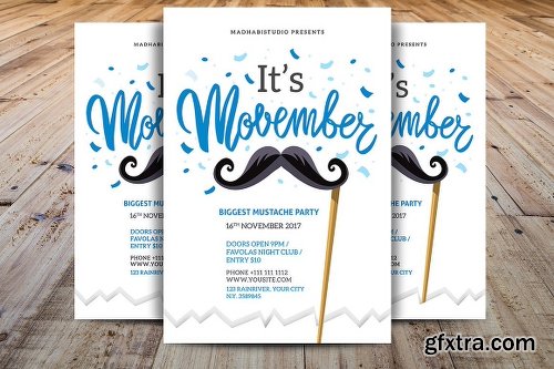 CreativeMarket Minimal Movember Flyer Template 1995491