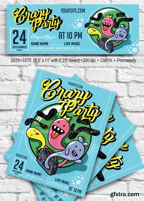 Crazy Party V17 Flyer PSD Template + Facebook Cover