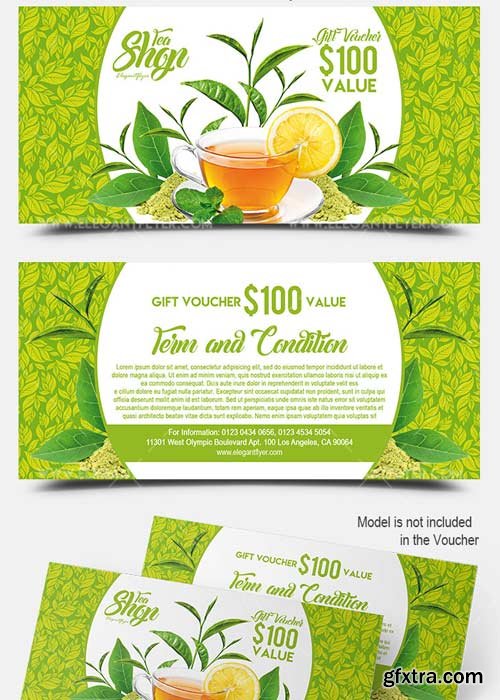 Tea Shop V01 Premium Gift Certificate PSD Template