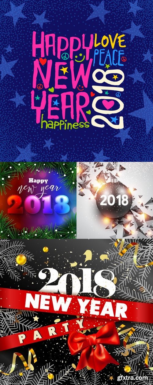 Vectors - Happy New Year 2018 Set 2