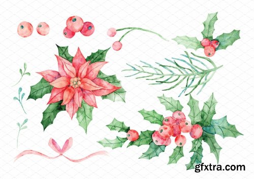 CreativeMarket Christmas Watercolours 2073143