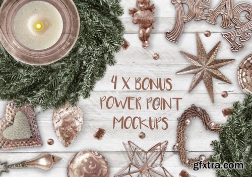 CreativeMarket Rose Gold Christmas PNG Photo pack 2104177