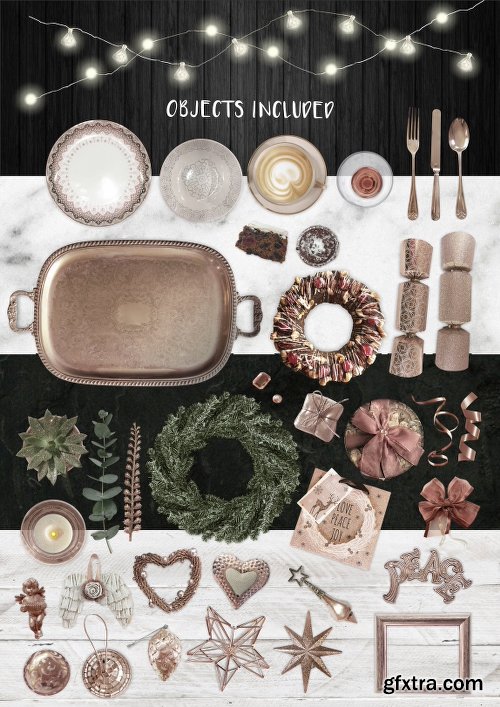 CreativeMarket Rose Gold Christmas PNG Photo pack 2104177