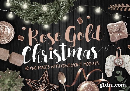 CreativeMarket Rose Gold Christmas PNG Photo pack 2104177