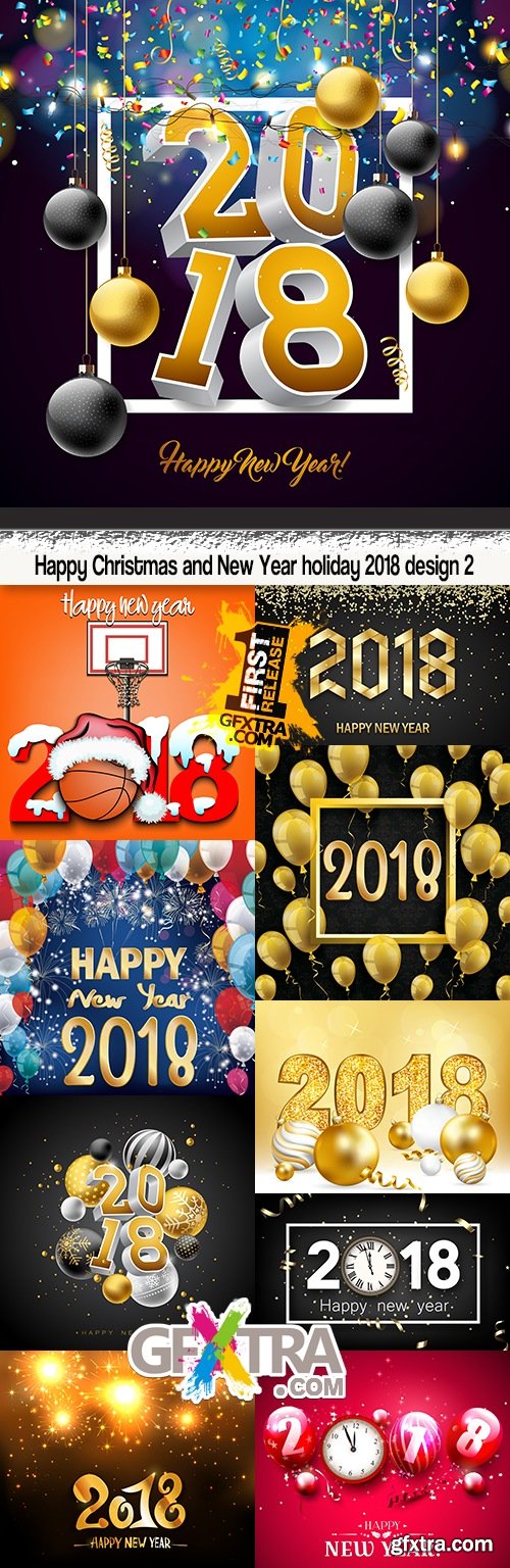Happy Christmas and New Year holiday 2018 design 2