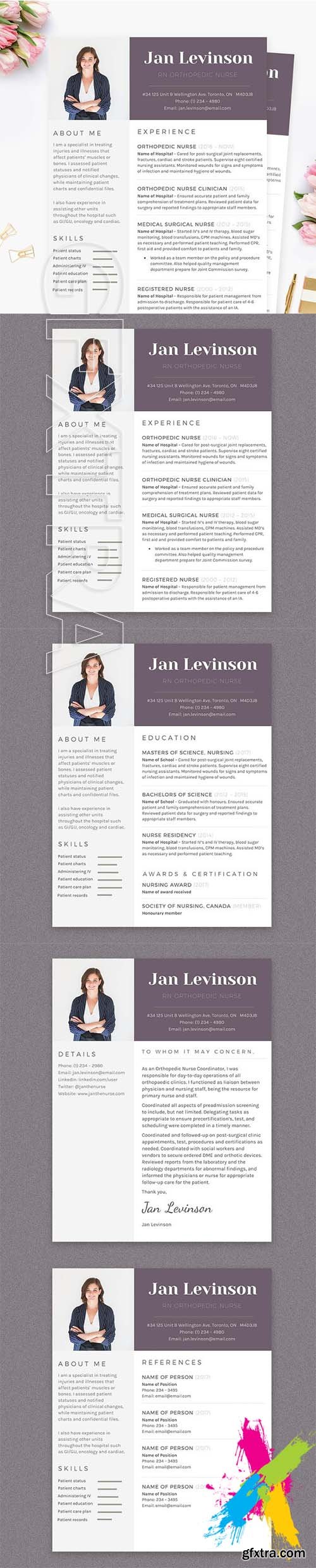 CreativeMarket - Nurse MS Word Resume Template Pkg 2110696