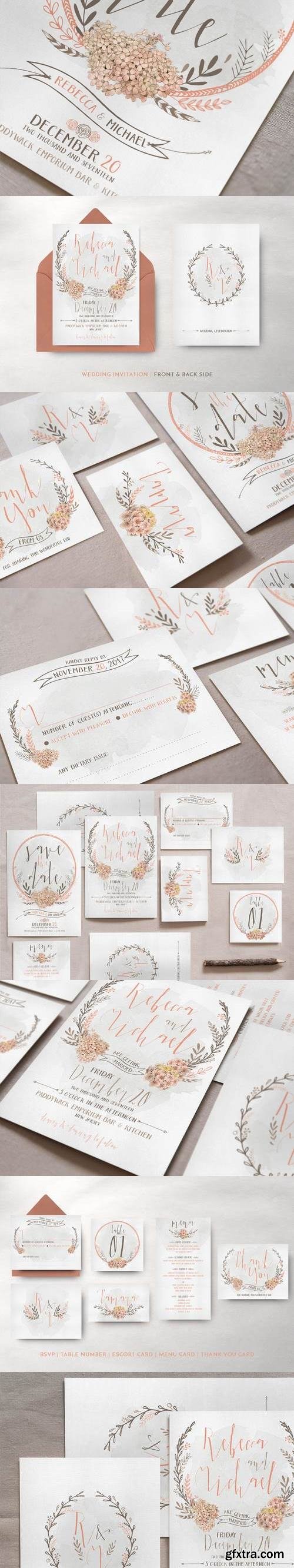 Wreath & Flower Wedding Invitation