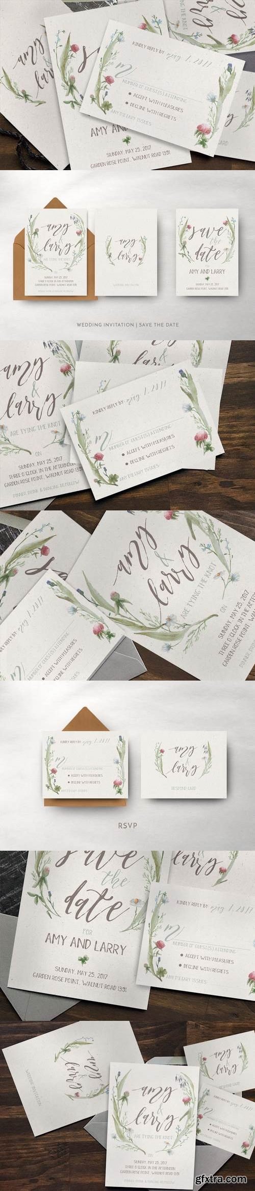 Watercolor Flower Wedding Invitation