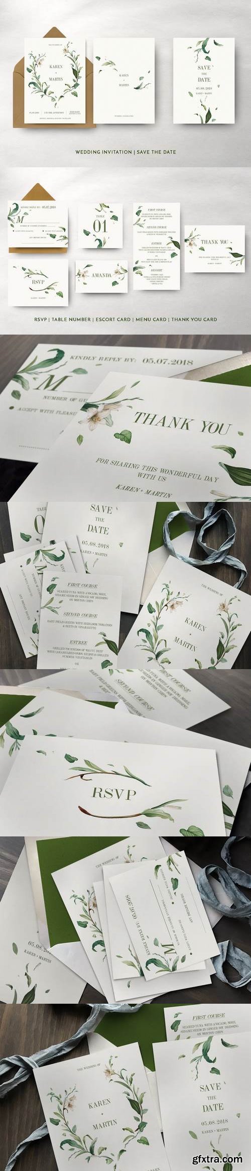 Green Foliage Wedding Invitation