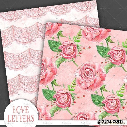 CreativeMarket Love Letter Digital Paper 2074987