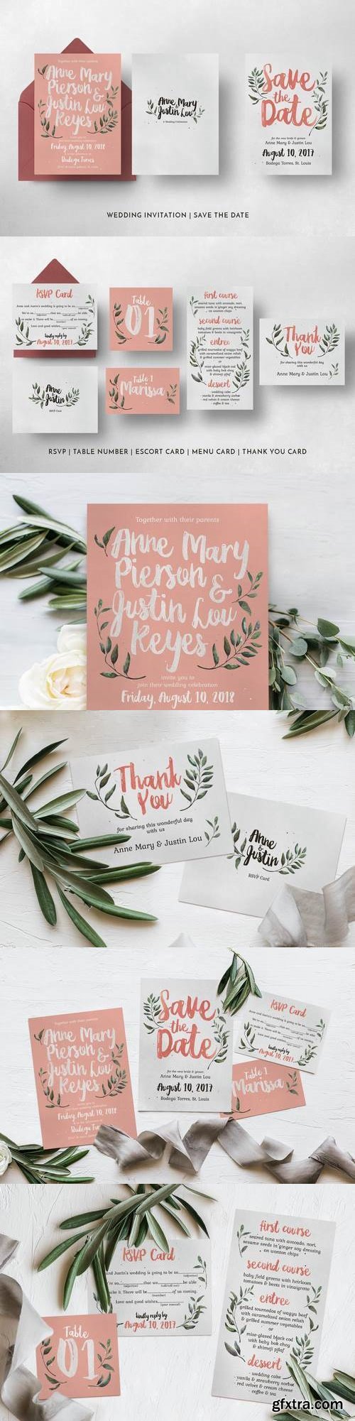 Rustic Pink & Green Invitation