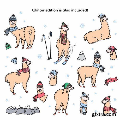 CM - Cute llamas big clipart pattern set 2117858