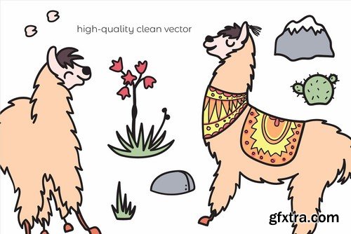 CM - Cute llamas big clipart pattern set 2117858