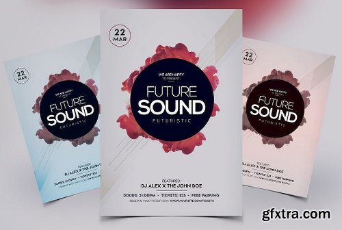 CreativeMarket Futuristic Sound - PSD Flyer Vol.2 2106424