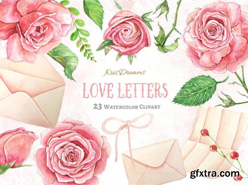 CreativeMarket Love Letter Clipart 2075195