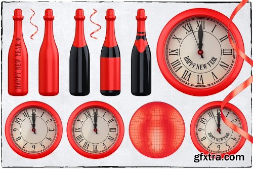 CreativeMarket New Year 3D PNG Items Pack 2088417