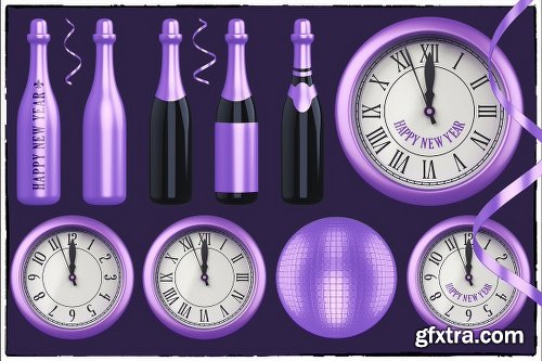 CreativeMarket New Year 3D PNG Items Pack 2088417