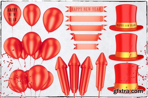 CreativeMarket New Year 3D PNG Items Pack 2088417