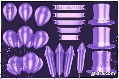 CreativeMarket New Year 3D PNG Items Pack 2088417