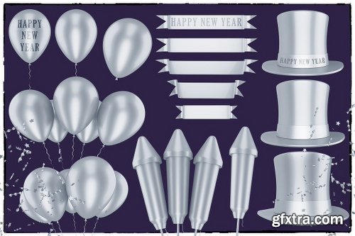 CreativeMarket New Year 3D PNG Items Pack 2088417