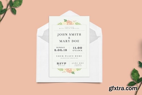 GraphicRiver - Simple Floral Wedding Invitation 21112541