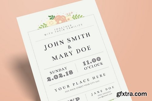 GraphicRiver - Simple Floral Wedding Invitation 21112541