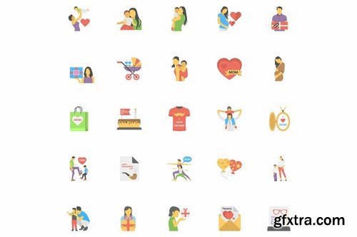 CM - 50 Flat Icons of Parents Day 2123591