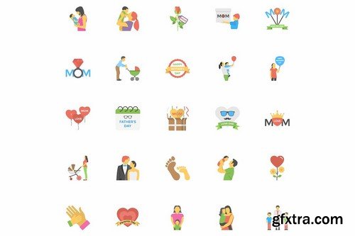 CM - 50 Flat Icons of Parents Day 2123591