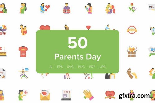 CM - 50 Flat Icons of Parents Day 2123591