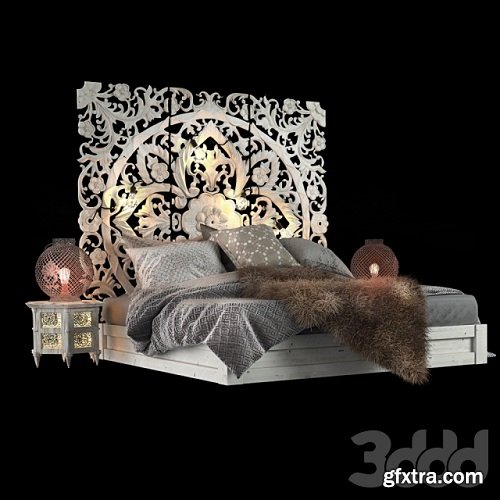 Krovat Bed in Oriental Style 3d Model