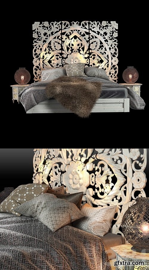 Krovat Bed in Oriental Style 3d Model