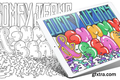 CreativeMarket Colorful Words Vol.1: Coloring Book 2028825