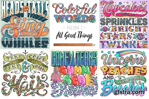 CreativeMarket Colorful Words Vol.1: Coloring Book 2028825