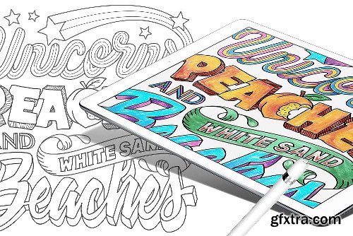 CreativeMarket Colorful Words Vol.1: Coloring Book 2028825