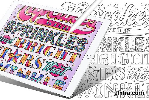 CreativeMarket Colorful Words Vol.1: Coloring Book 2028825