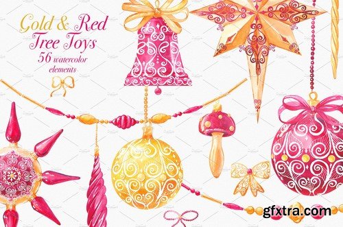 CM - Tree toys Gold Red Watercolor set 2106179