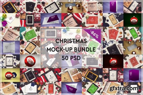 CreativeMarket 50 PSD Christmas Mock-up Mega Bundle 2027448