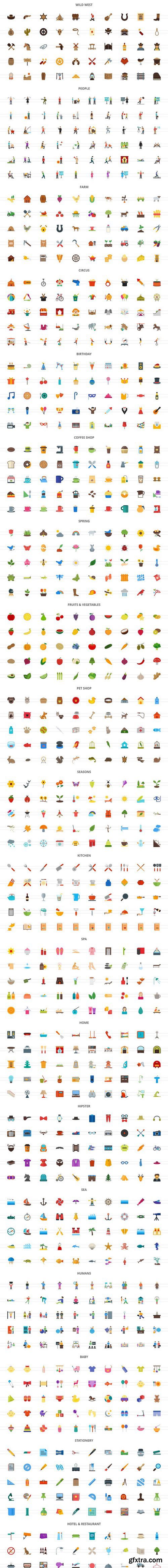 CM - 2490 Nature & Lifestyle Flat Icons 2056712