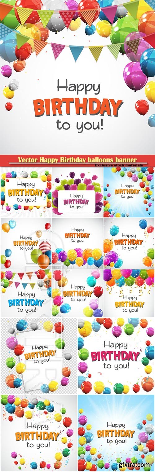 Vector Happy Birthday balloons banner background