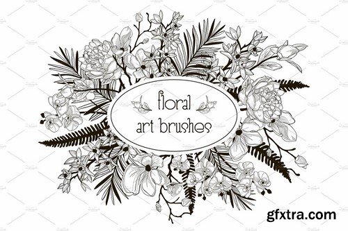 CM - Vector Floral Flexible Art Brushes Collection 2075238