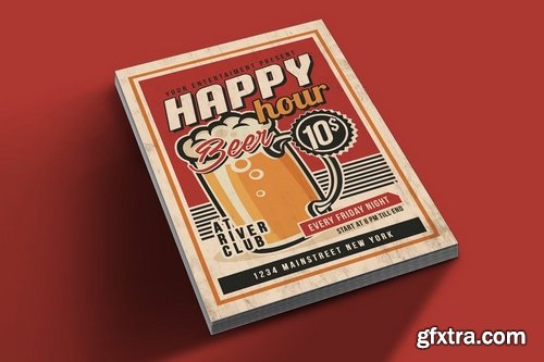 GraphicRiver - Happy Hour Vintage Flyer 21124617