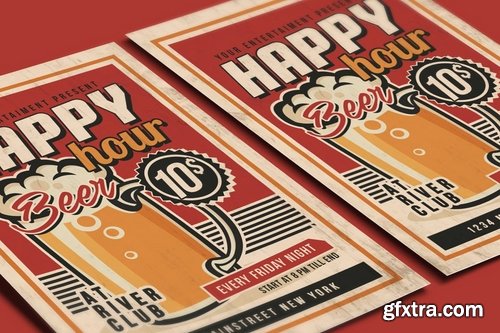 GraphicRiver - Happy Hour Vintage Flyer 21124617