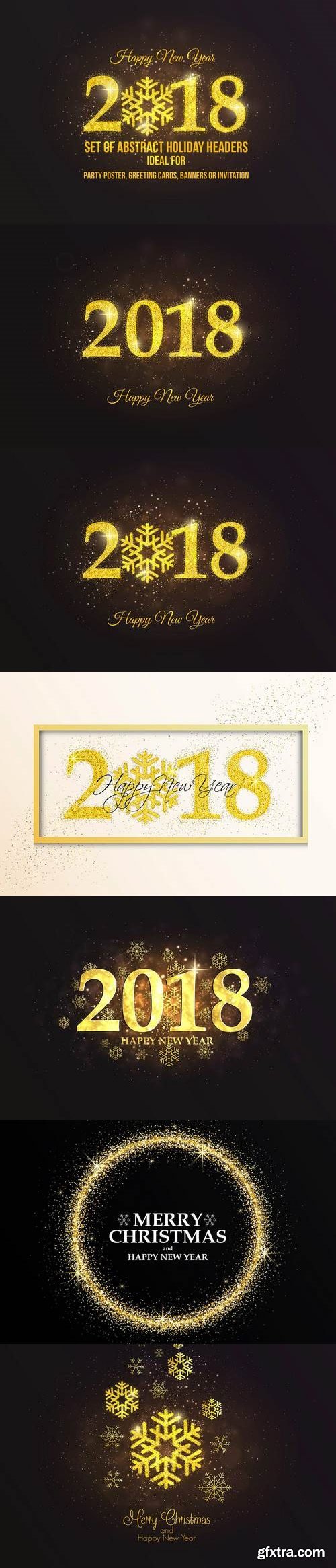 Happy New Year 2018 Golden Greeting Card