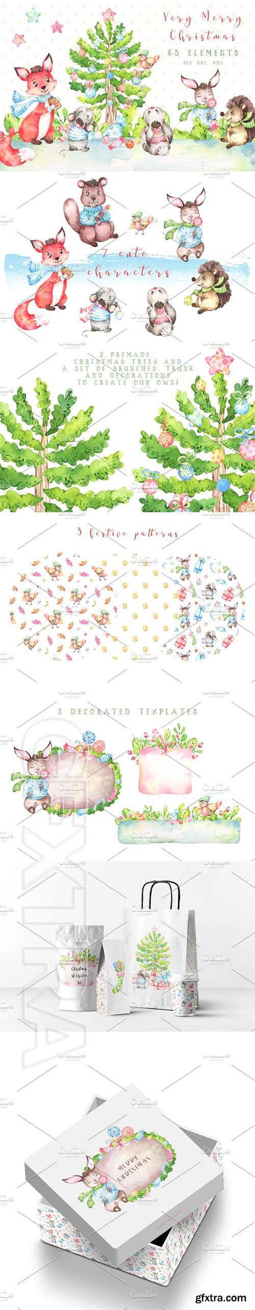 CreativeMarket - Very Merry Christmas Watercolor set 2095525