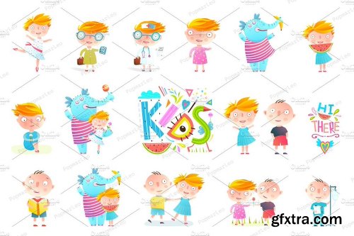 CreativeMarket Kid Boy and Girl Collection Clipart 2076853