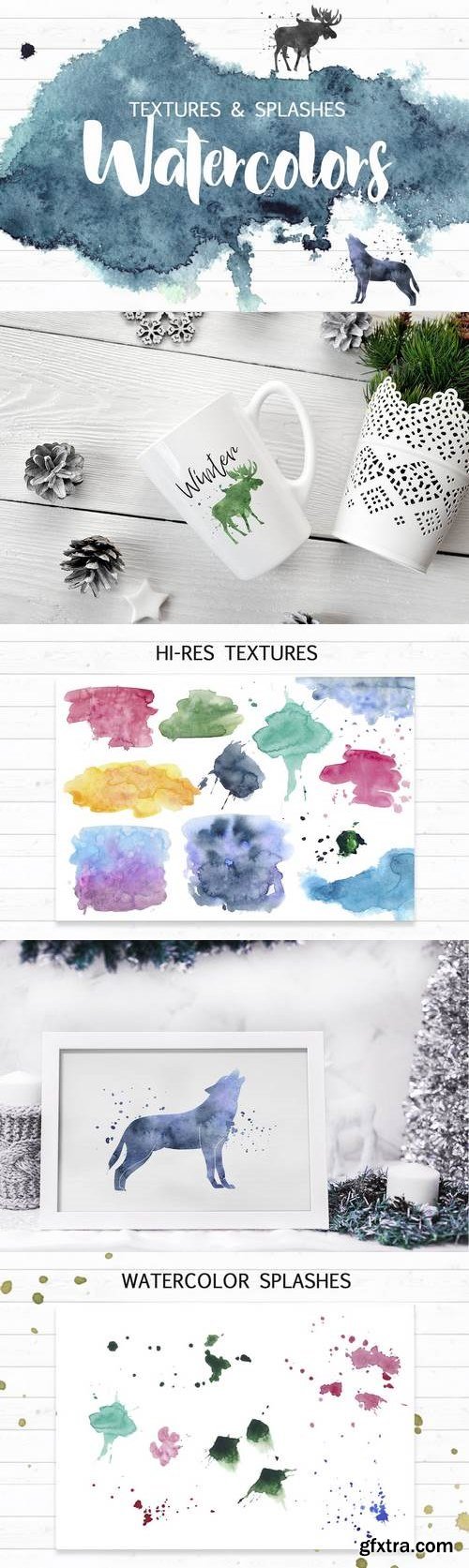 Watercolor textures&splashes